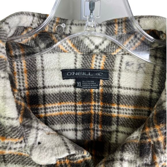 O'Neill Shirt Boys XL Cream Brown Plaid Snap Front Thick Flannel‎ Outdoorsy - Picture 2 of 10